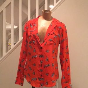 C Wonder Orange zebra print blouse